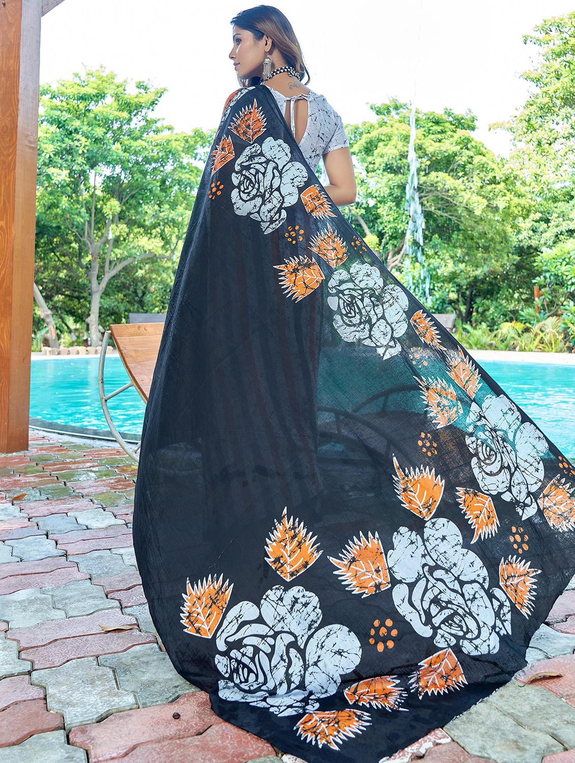 women printed casual wear saree with blouse - 21960448 - Standard Image - 1