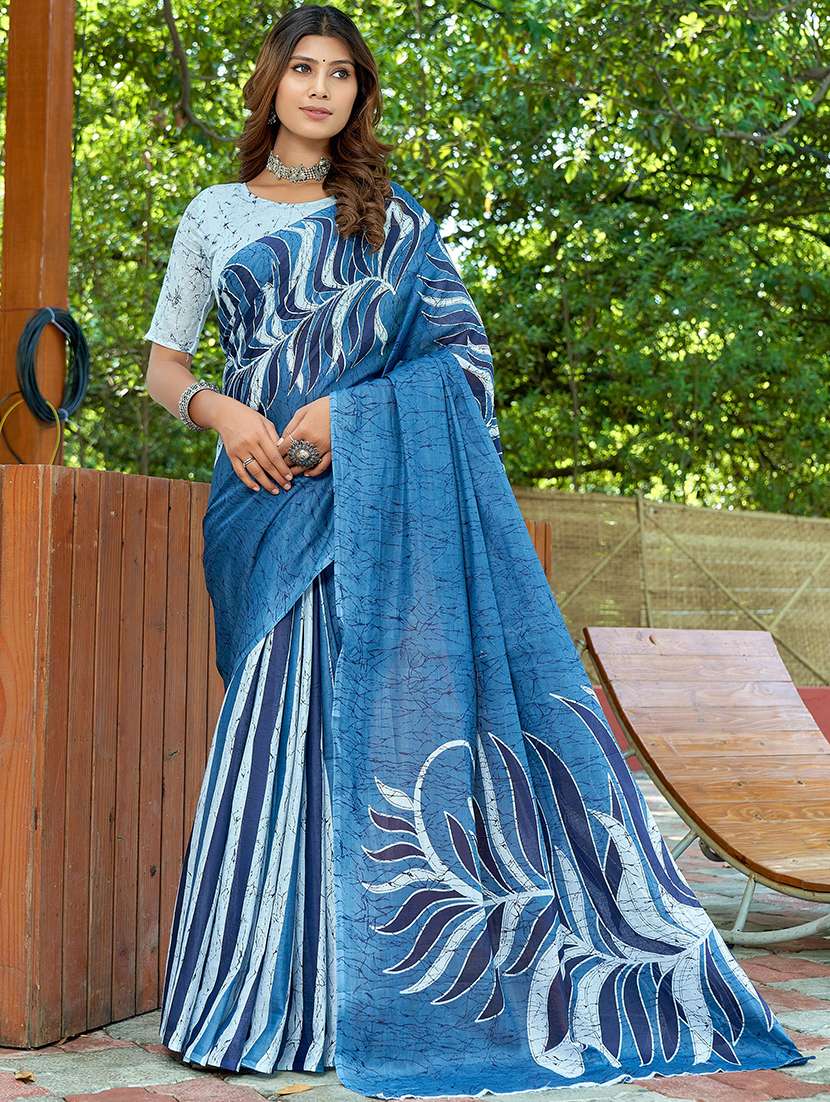 women printed casual wear saree with blouse