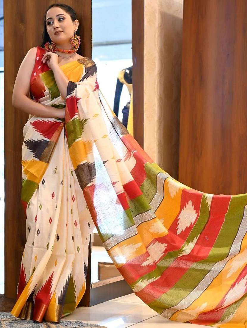 women printed casual wear saree with blouse - 21960470 -  Standard Image - 1