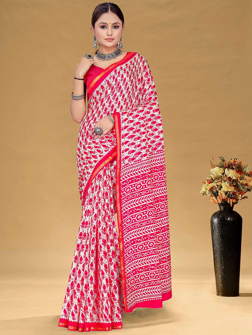women printed casual wear saree with blouse