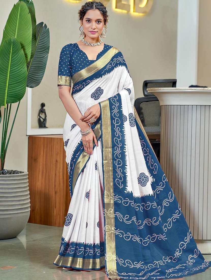 women bandhani printed saree with blouse