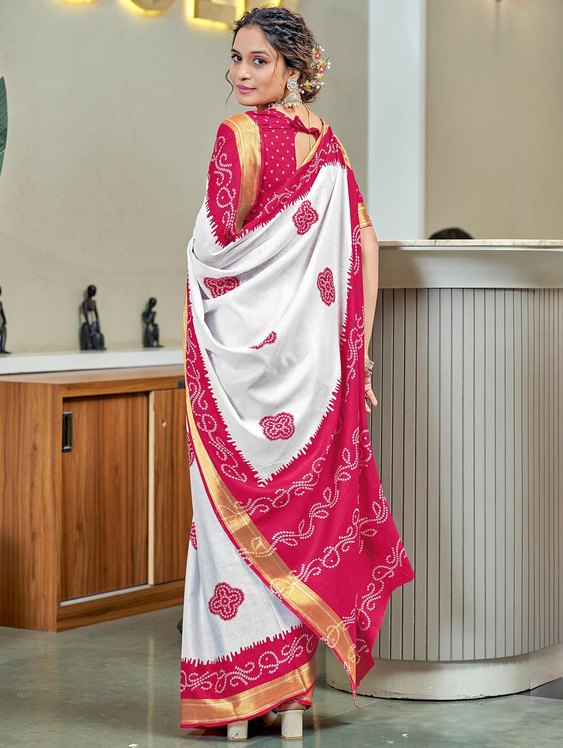 women bandhani printed saree with blouse - 21960496 -  Standard Image - 1