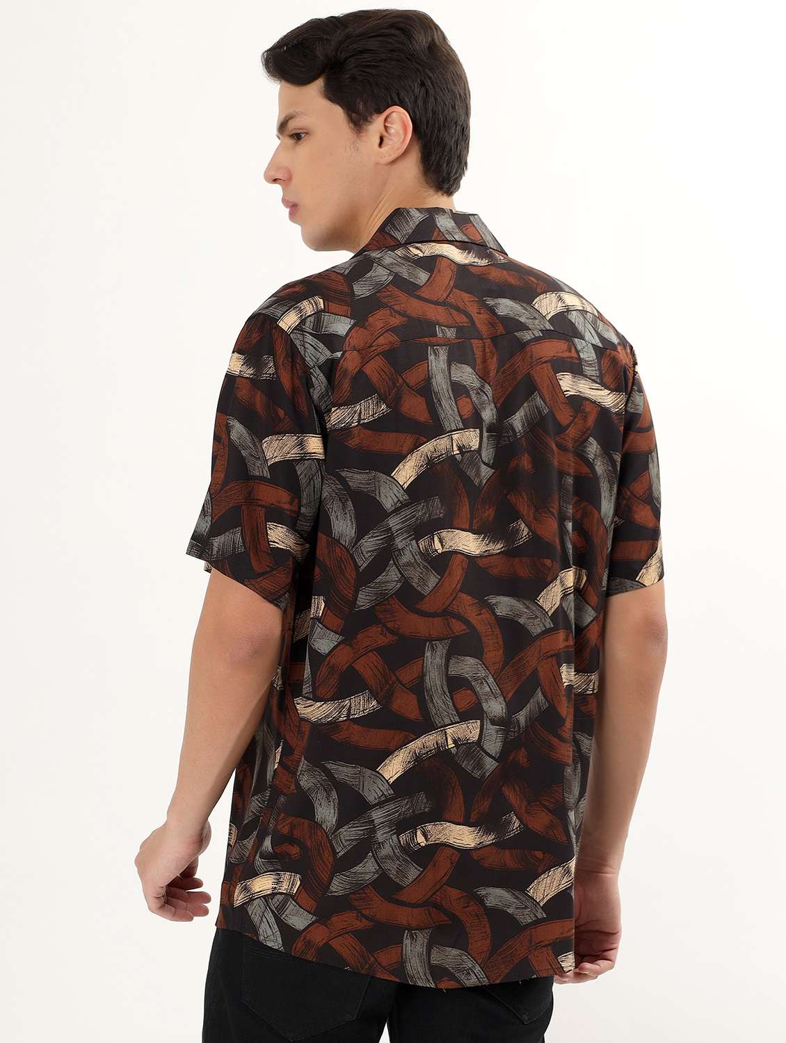 men printed cuban collared short sleeve casual shirt - 21960516 -  Standard Image - 4