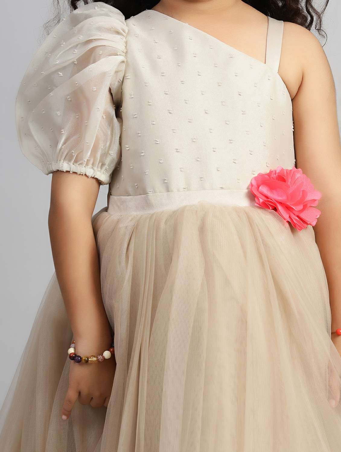 girls solid single shoulder fit & flare dress  - 21960524 -  Standard Image - 4