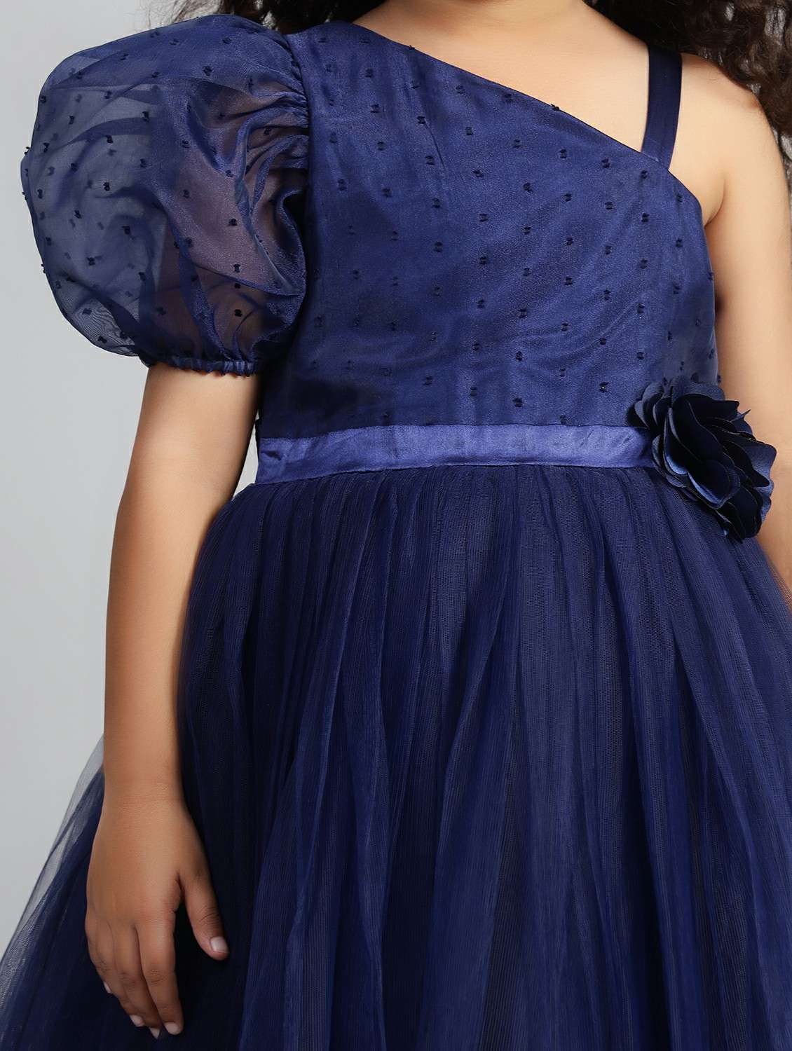 girls solid single shoulder fit & flare dress  - 21960525 -  Standard Image - 4