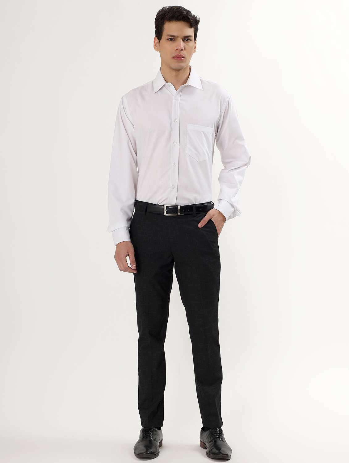 men whitesolid collared long sleeve shirt - 21960527 -  Standard Image - 4