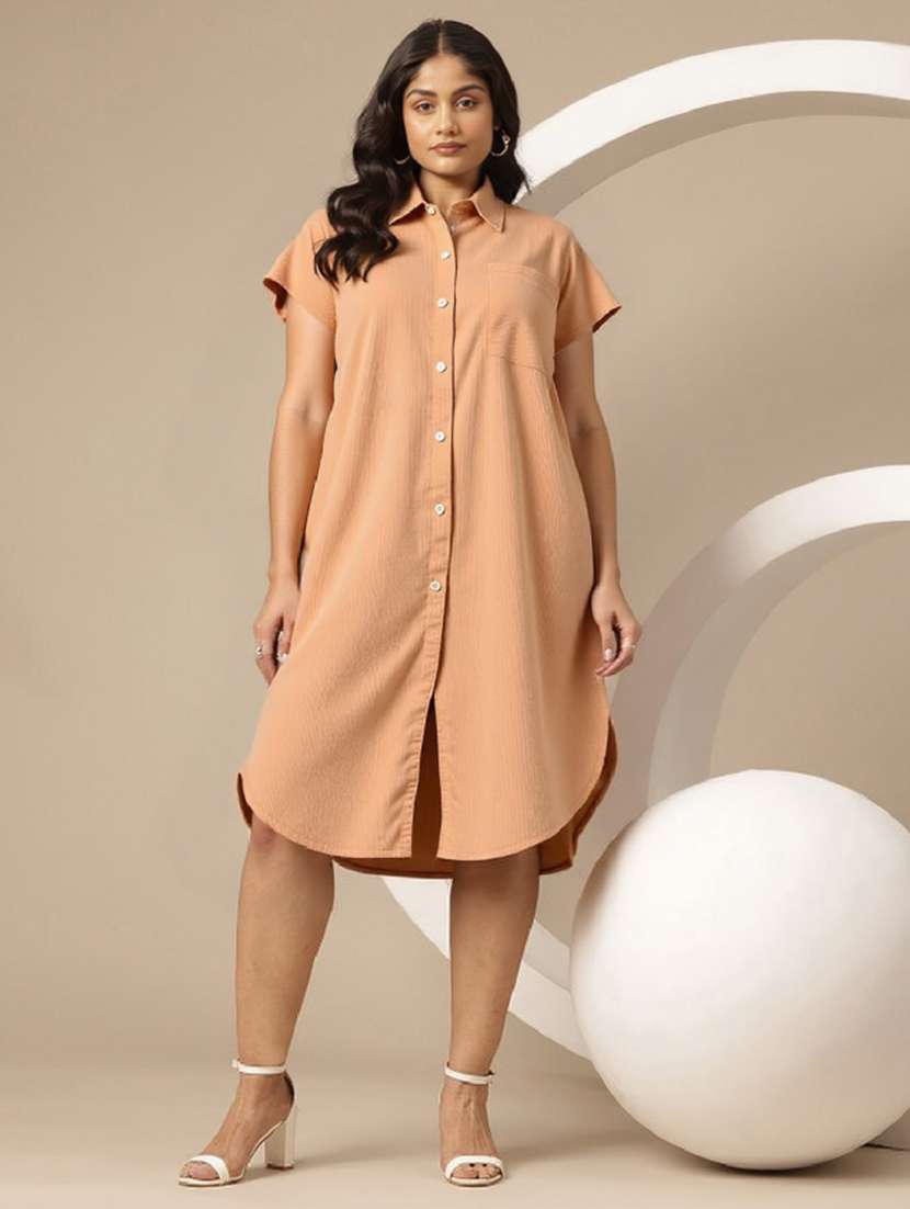 women plus size solid collared shirt dress - 21960558 -  Standard Image - 1
