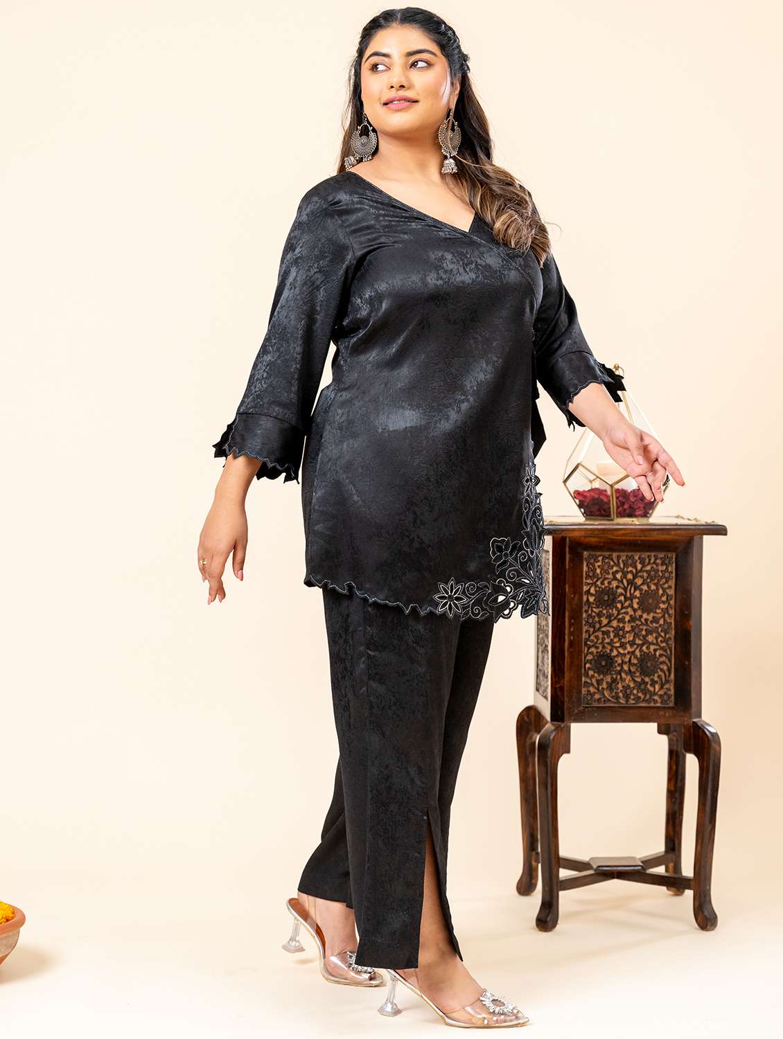 women three quarter sleeve ethnic co ord set - 21960600 - Standard Image - 1