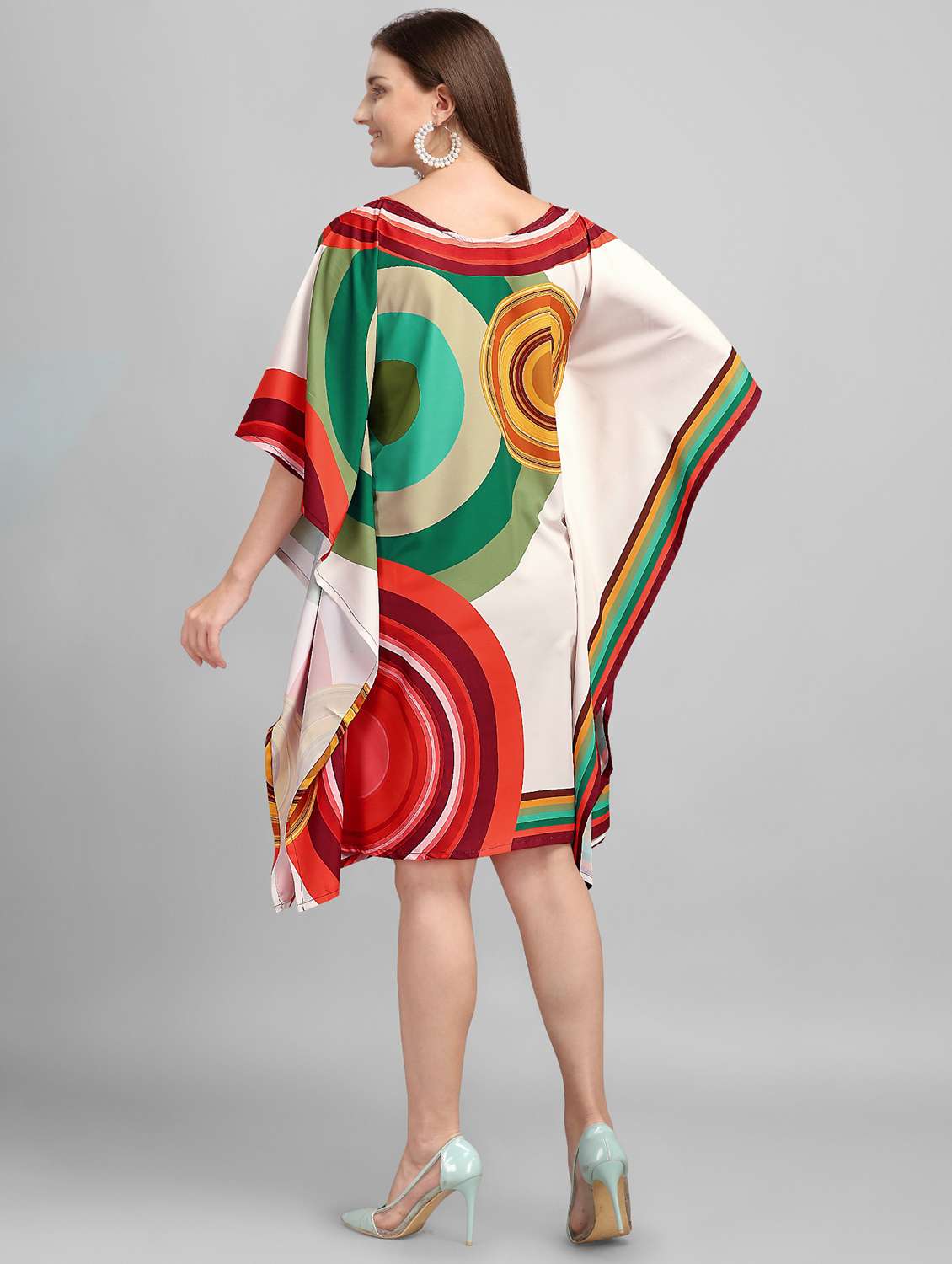 Women Printed Kimono Sleeve Kaftan Dress