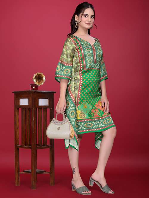 women printed kimono sleeve kaftan dress - 21960625 -  Standard Image - 0