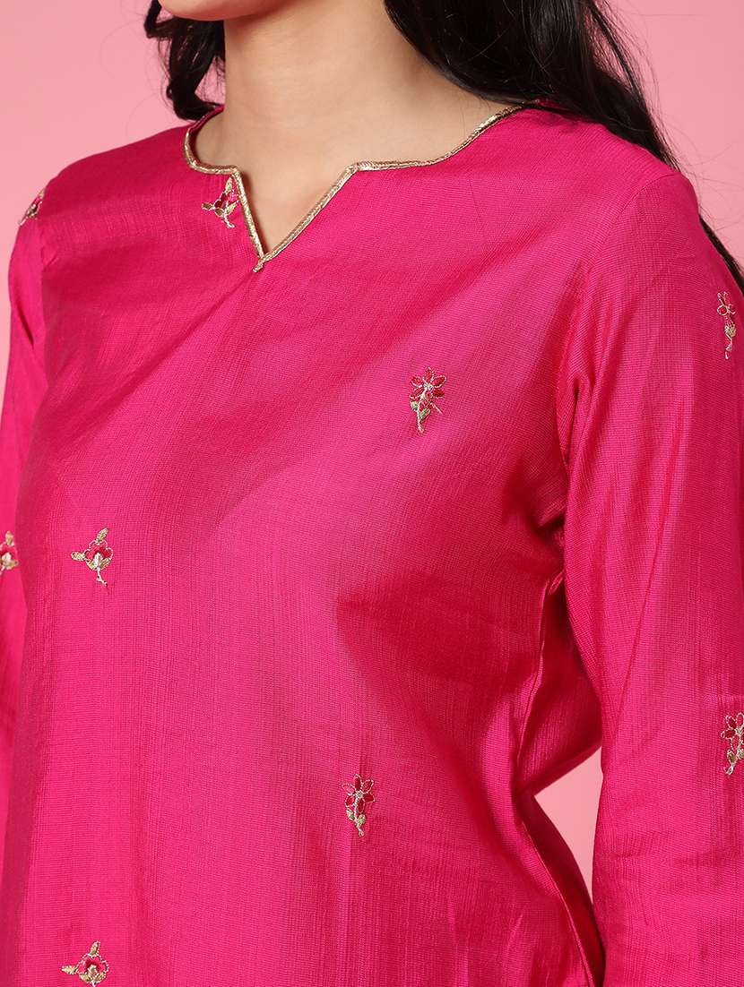 pink solid work wear straight kurta - 21960785 -  Standard Image - 1