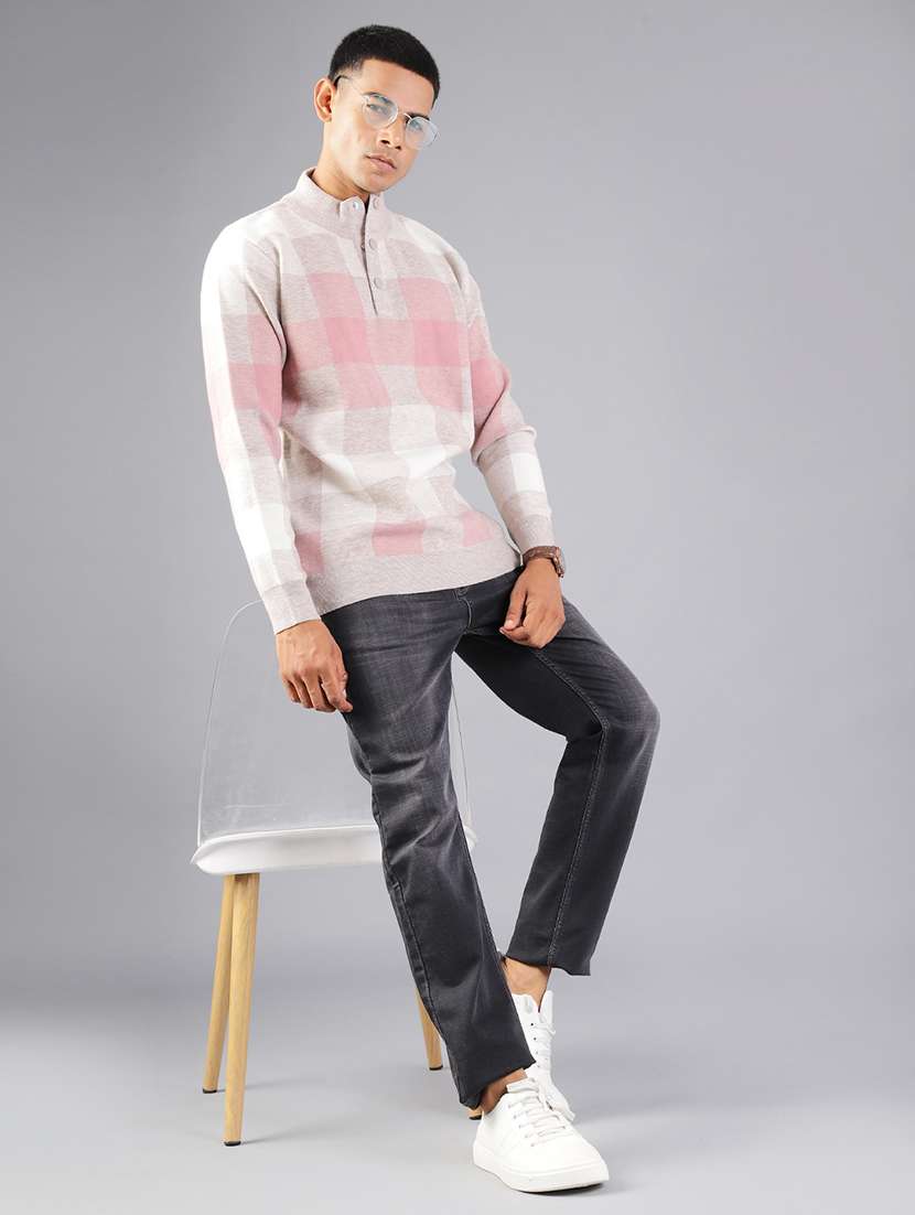 men checkered long sleeve regular fit pullover - 21960822 -  Standard Image - 4