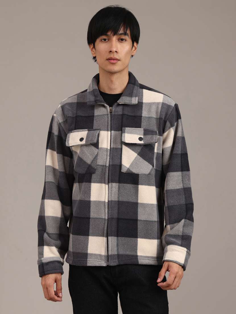 men checkered long sleeve regular fit shacket - 21961172 -  Standard Image - 1