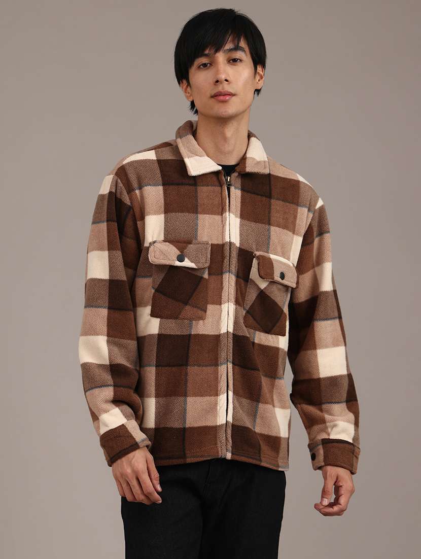 men checkered long sleeve regular fit shacket - 21961219 -  Standard Image - 1