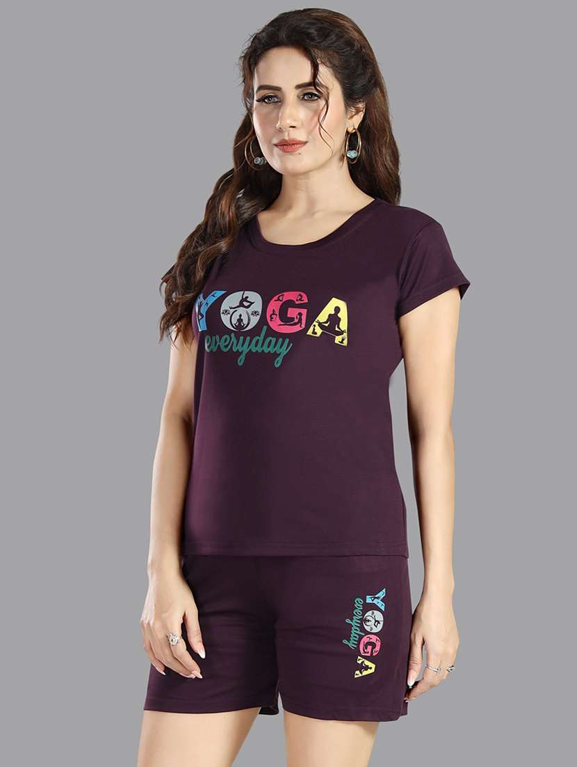 women printed nightwear shorts set - 21961335 -  Standard Image - 1