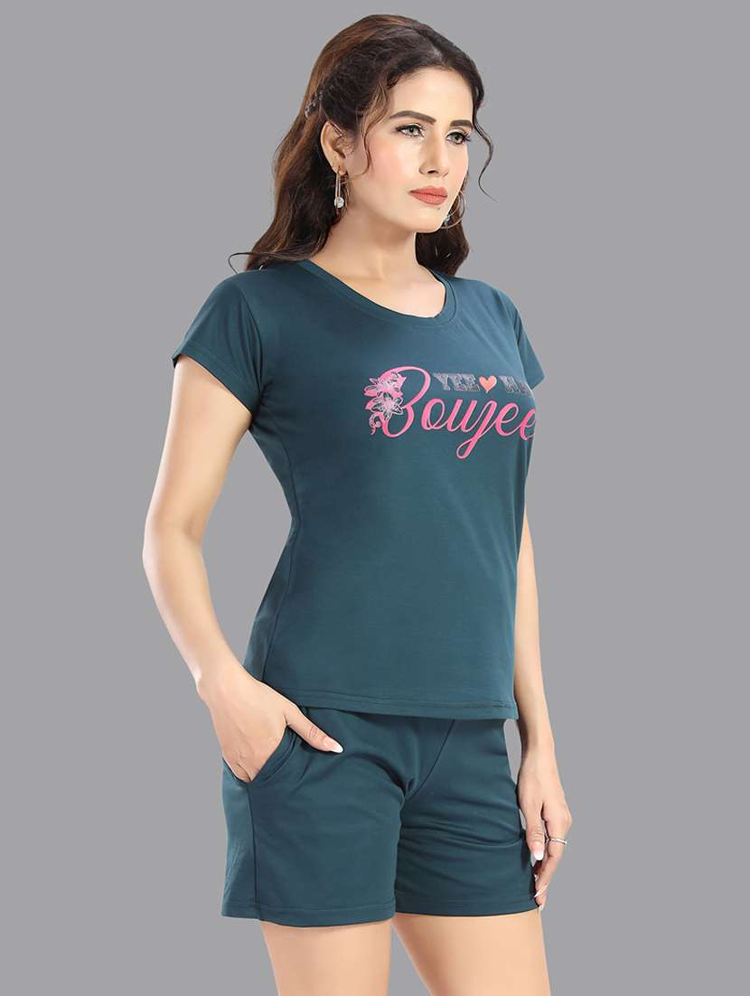 women printed nightwear shorts set - 21961338 -  Standard Image - 1