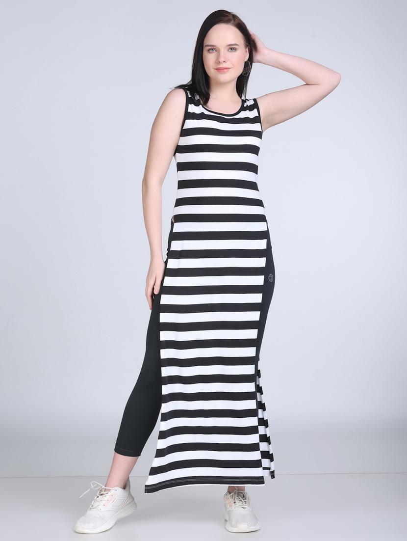 women striped sleeveless long straight top - 21961344 - Standard Image - 1