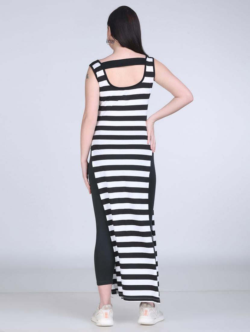 women striped sleeveless long straight top - 21961344 - Standard Image - 4