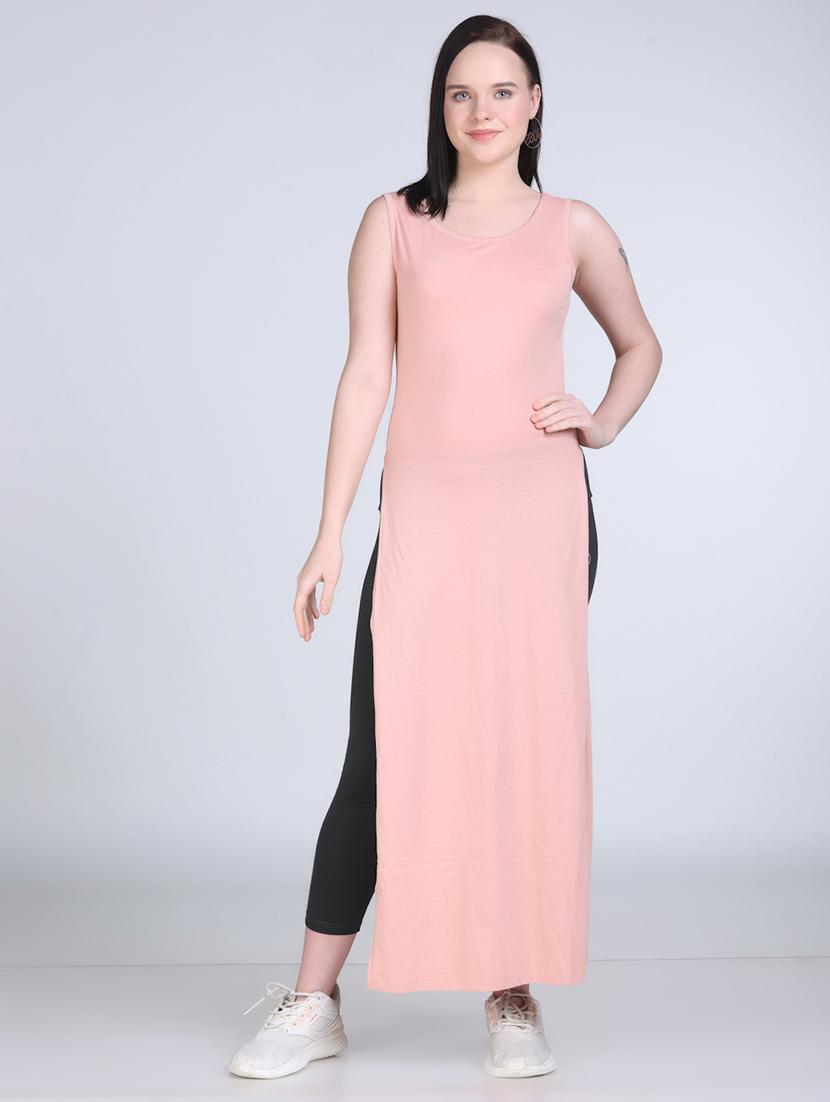 women solid sleeveless long straight top - 21961345 -  Standard Image - 1