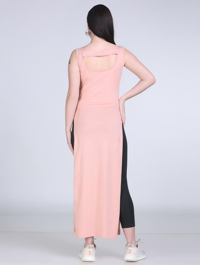 women solid sleeveless long straight top - 21961345 - Standard Image - 4