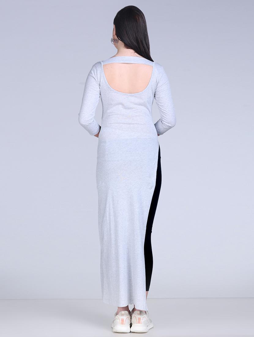 women solid scoop neck long straight top - 21961346 - Standard Image - 4