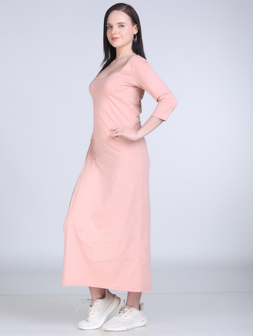 etico peach solid regular high slit top - 21961348 -  Standard Image - 1