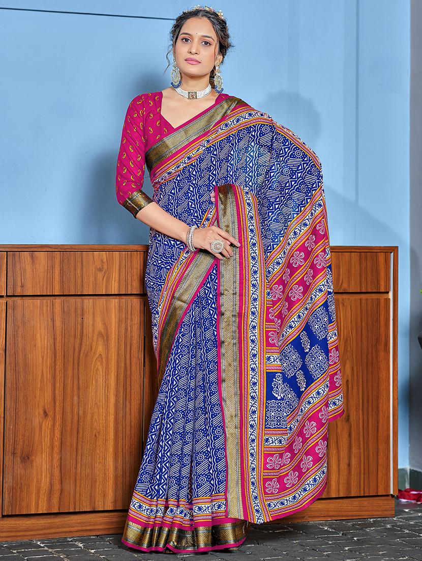 women printed casual wear saree with blouse - 21961375 - Zoom Image - 0
