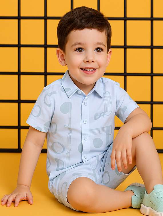 boys printed shirt & shorts co-ord set - 21961404 -  Standard Image - 1