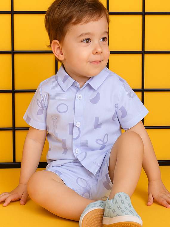 boys printed shirt & shorts co-ord set - 21961405 -  Standard Image - 1