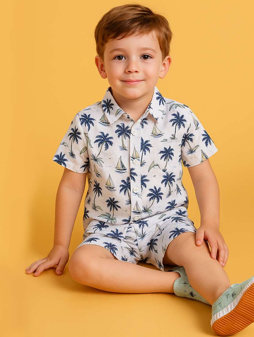 boys printed shirt & shorts co-ord set - 21961407 -  Standard Image - 1