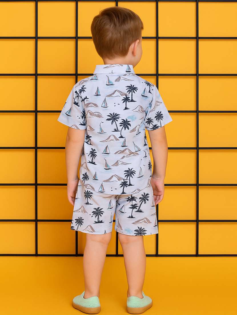 boys printed shirt & shorts co-ord set - 21961408 - Standard Image - 1