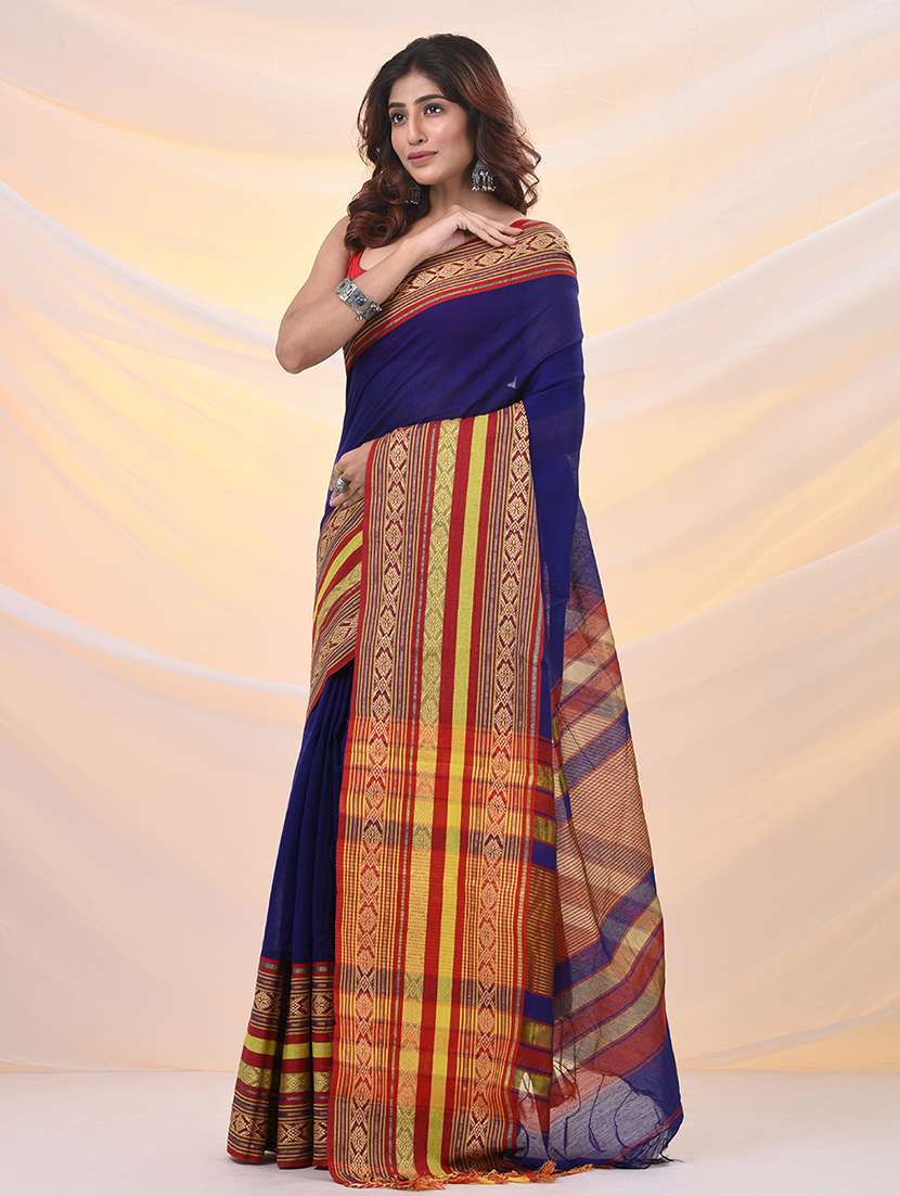 women solid with bordered saree with blouse - 21961495 -  Standard Image - 1