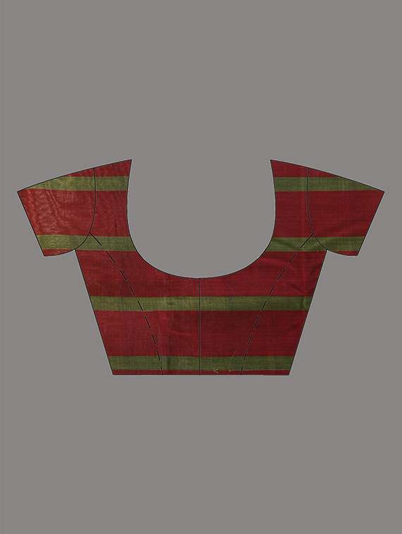 women solid with striped bordered saree with blouse - 21961509 - Standard Image - 4