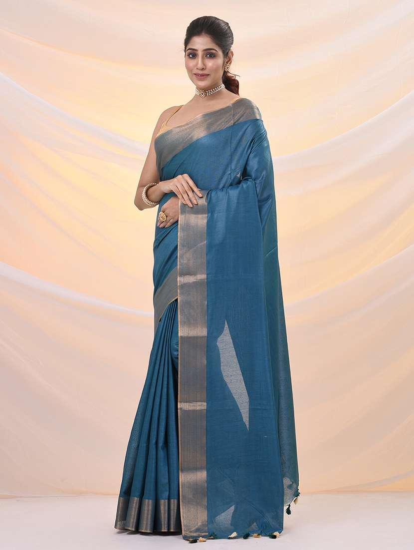 women solid with bordered saree with blouse - 21961518 -  Standard Image - 1