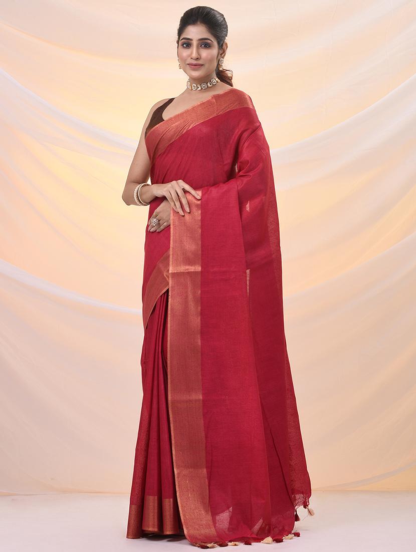 women solid with bordered saree with blouse - 21961519 -  Standard Image - 1