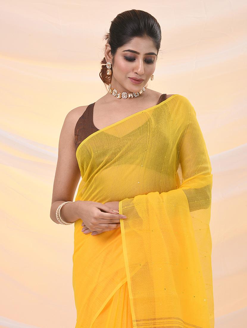 women solid with work embellished saree with blouse - 21961521 - Standard Image - 4