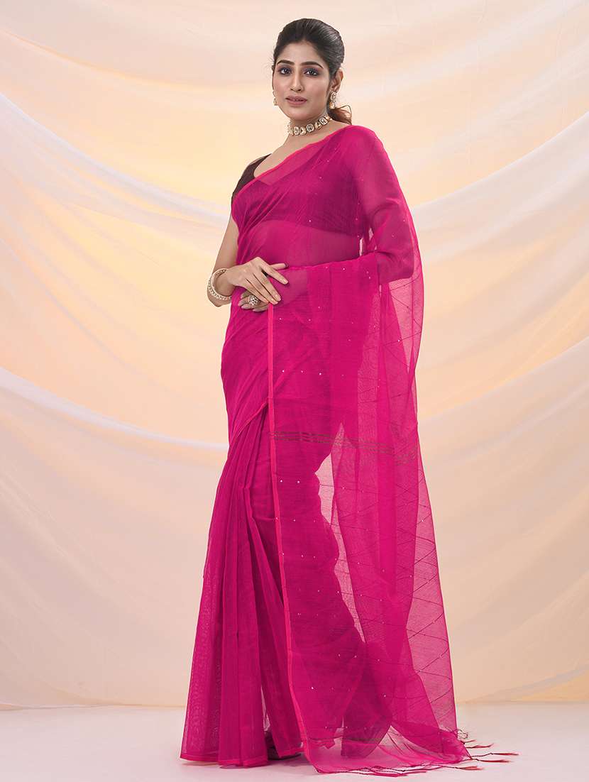 women solid with work embellished saree with blouse - 21961522 -  Standard Image - 1