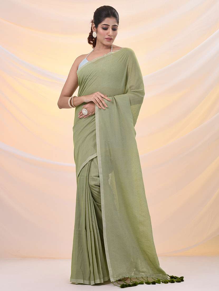 women solid plain saree with blouse - 21961526 -  Standard Image - 1
