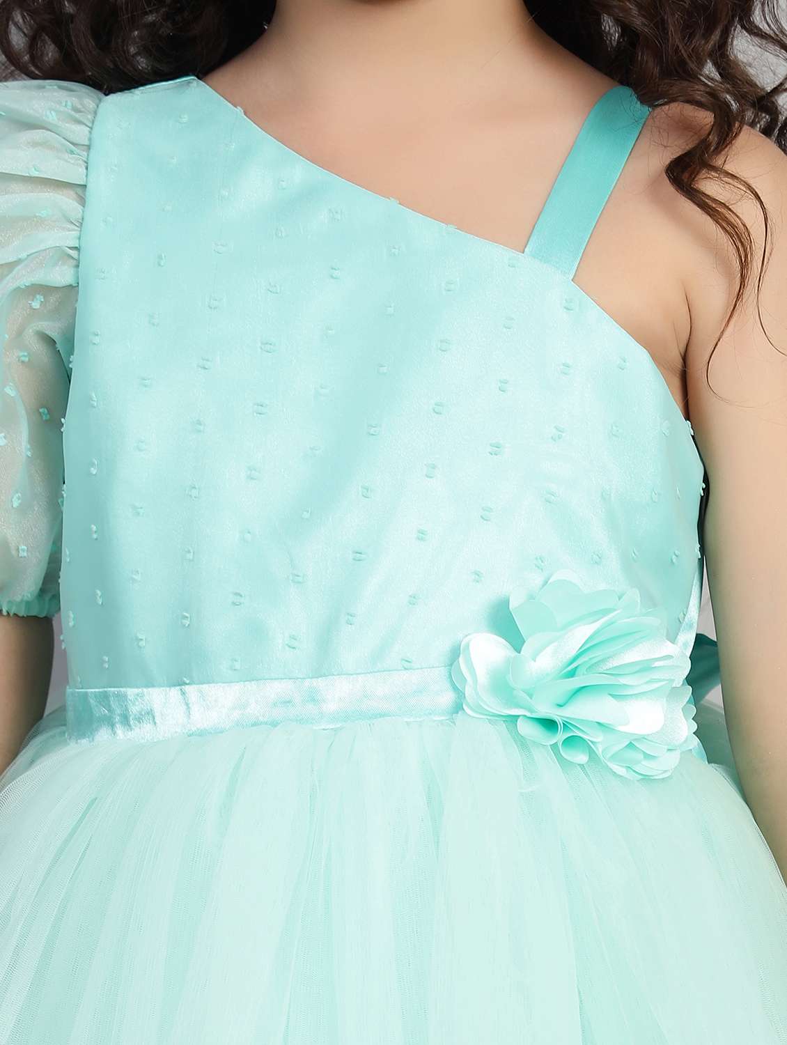 girls solid single shoulder fit & flare dress  - 21961537 -  Standard Image - 4