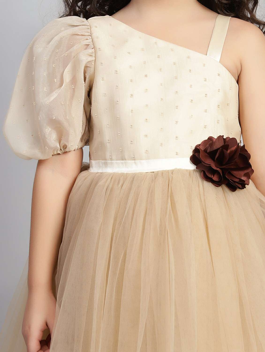 girls solid single shoulder fit & flare dress  - 21961538 -  Standard Image - 4