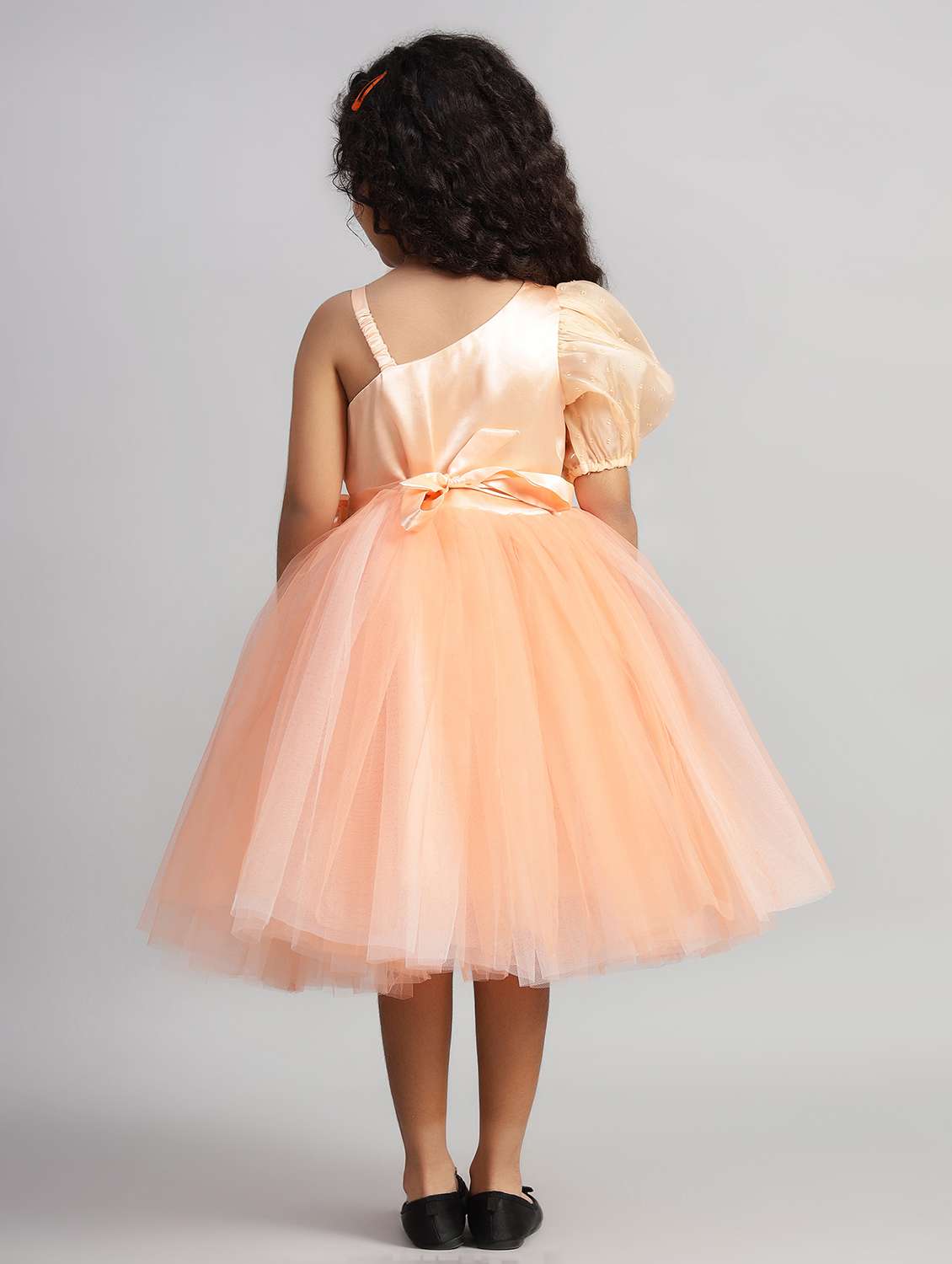 girls solid single shoulder fit & flare dress  - 21961539 -  Standard Image - 4