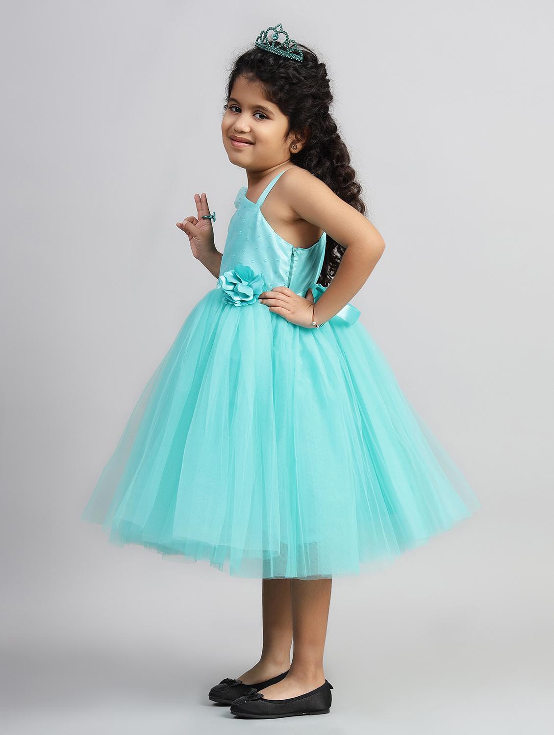 girls solid single shoulder fit & flare dress - 21961540 - Standard Image - 1