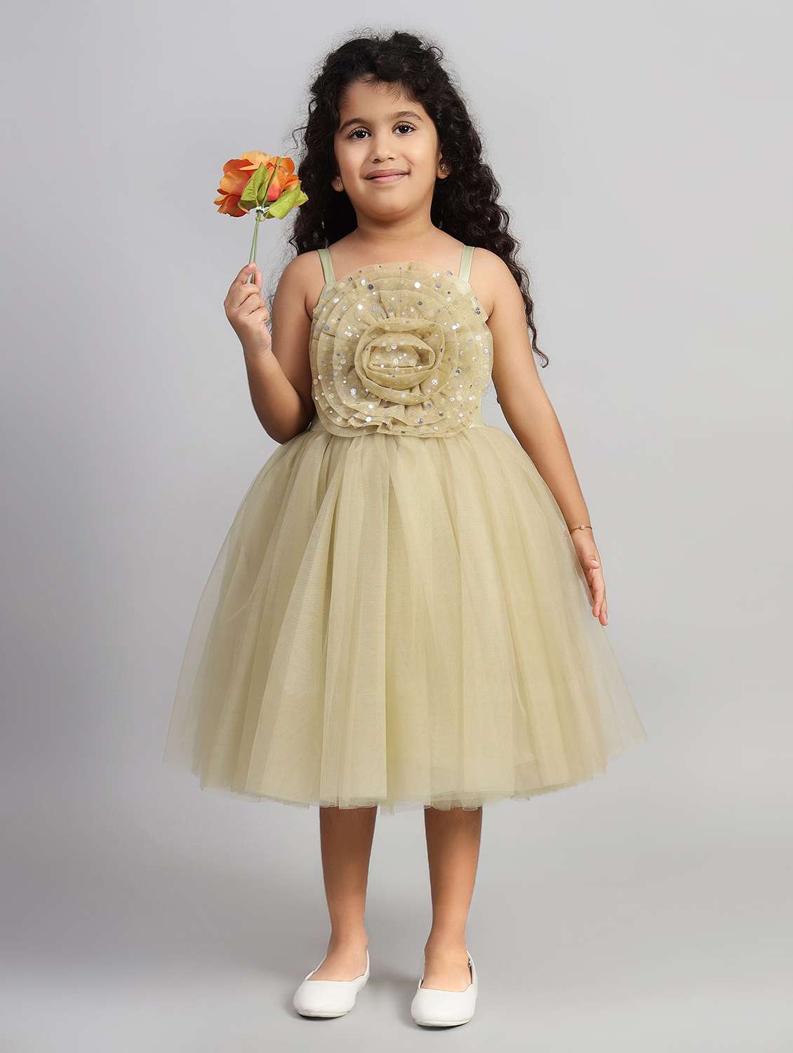 girls embellsihed shoulder strap fit & flare dress - 21961548 -  Standard Image - 1