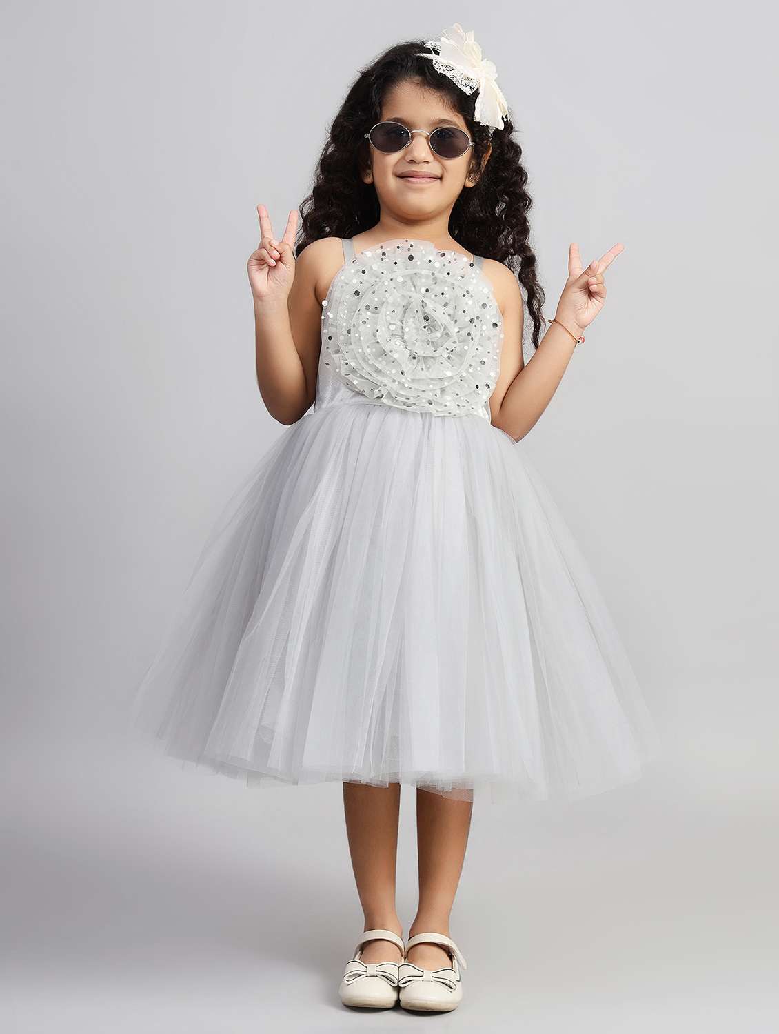 girls embellsihed shoulder strap fit & flare dress - 21961549 -  Standard Image - 1