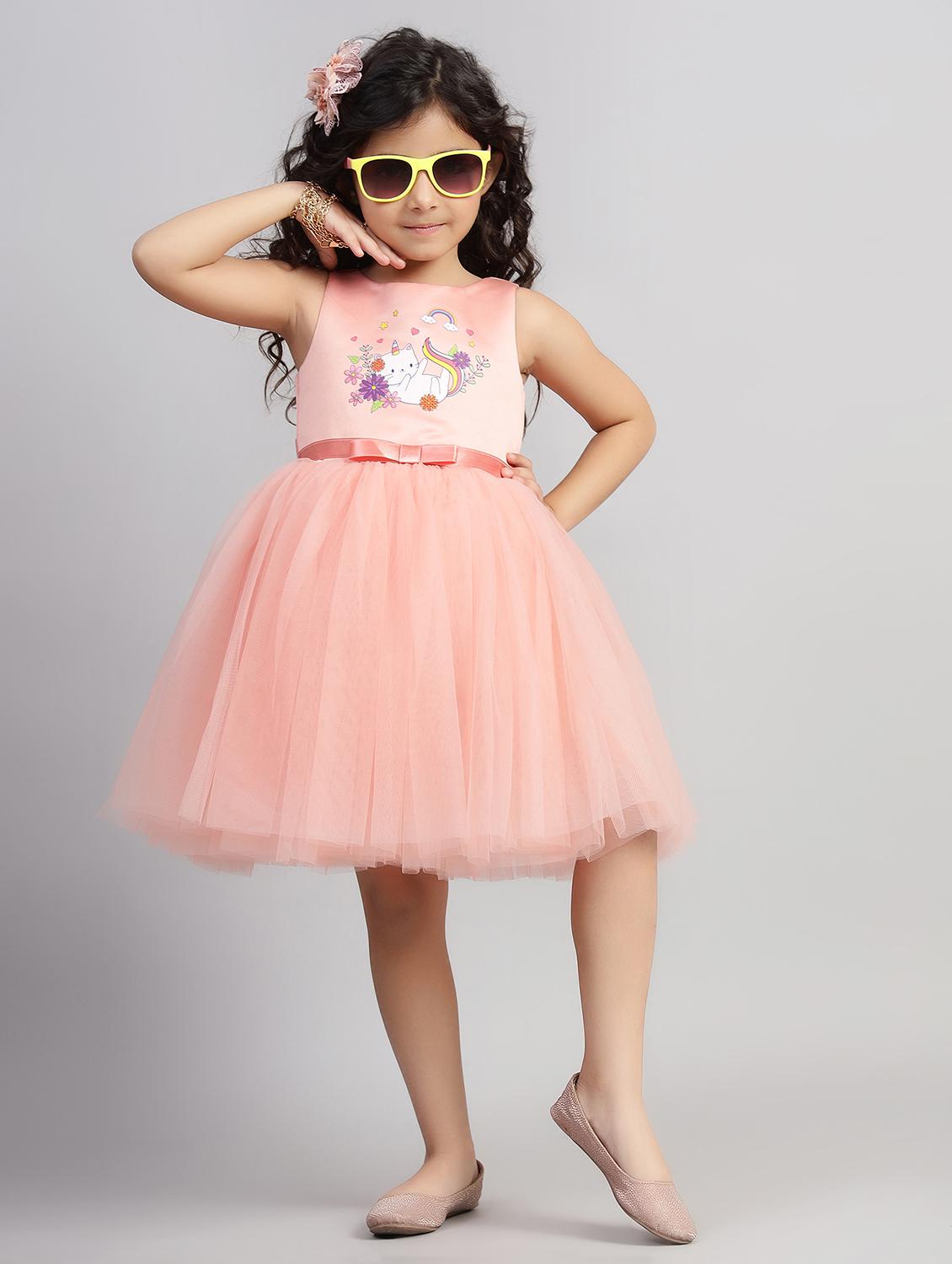 girls printed sleeveless fit & flare dress - 21961552 - Standard Image - 1