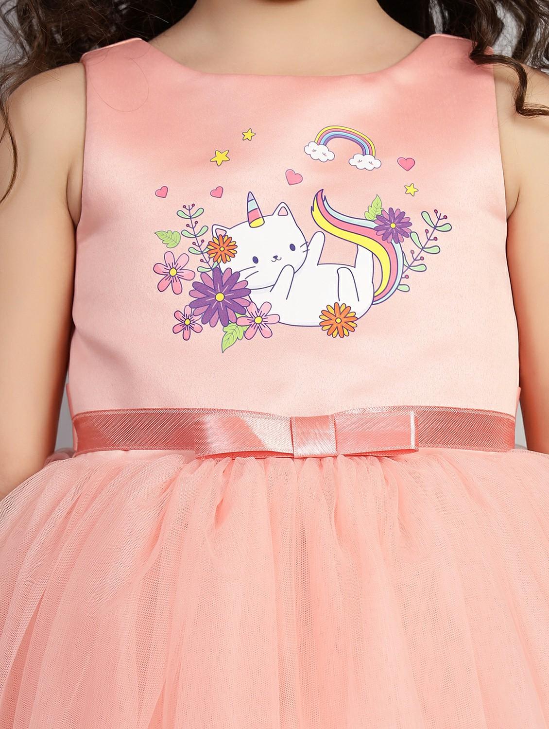 girls printed sleeveless fit & flare dress - 21961552 - Standard Image - 4
