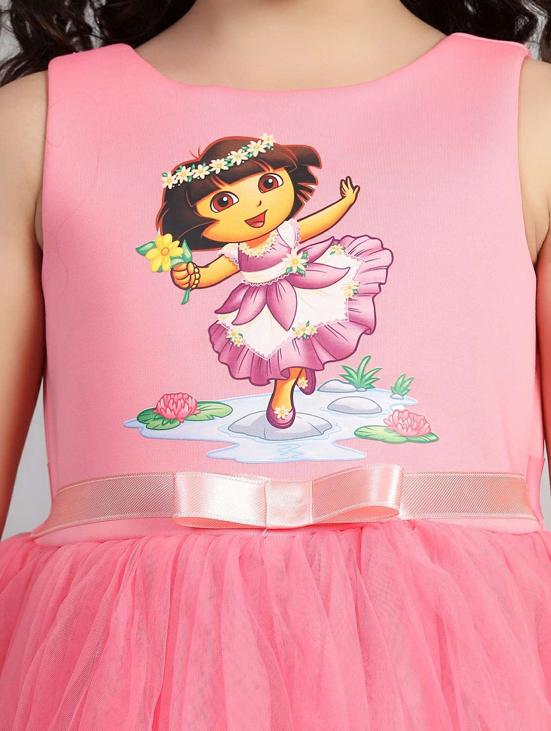 girls printed sleeveless fit & flare dress - 21961553 -  Standard Image - 4