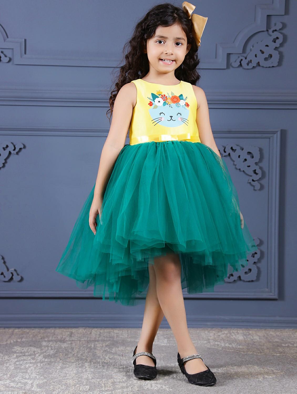 girls printed sleeveless high low dress
