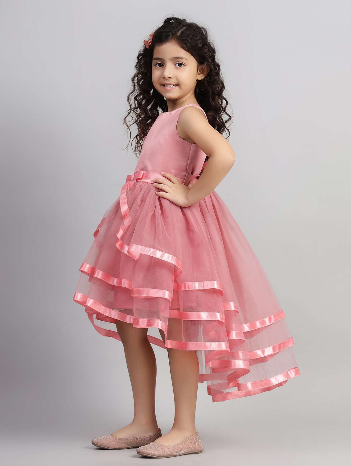 girls solid sleeveless ruffled dress - 21961562 -  Standard Image - 1
