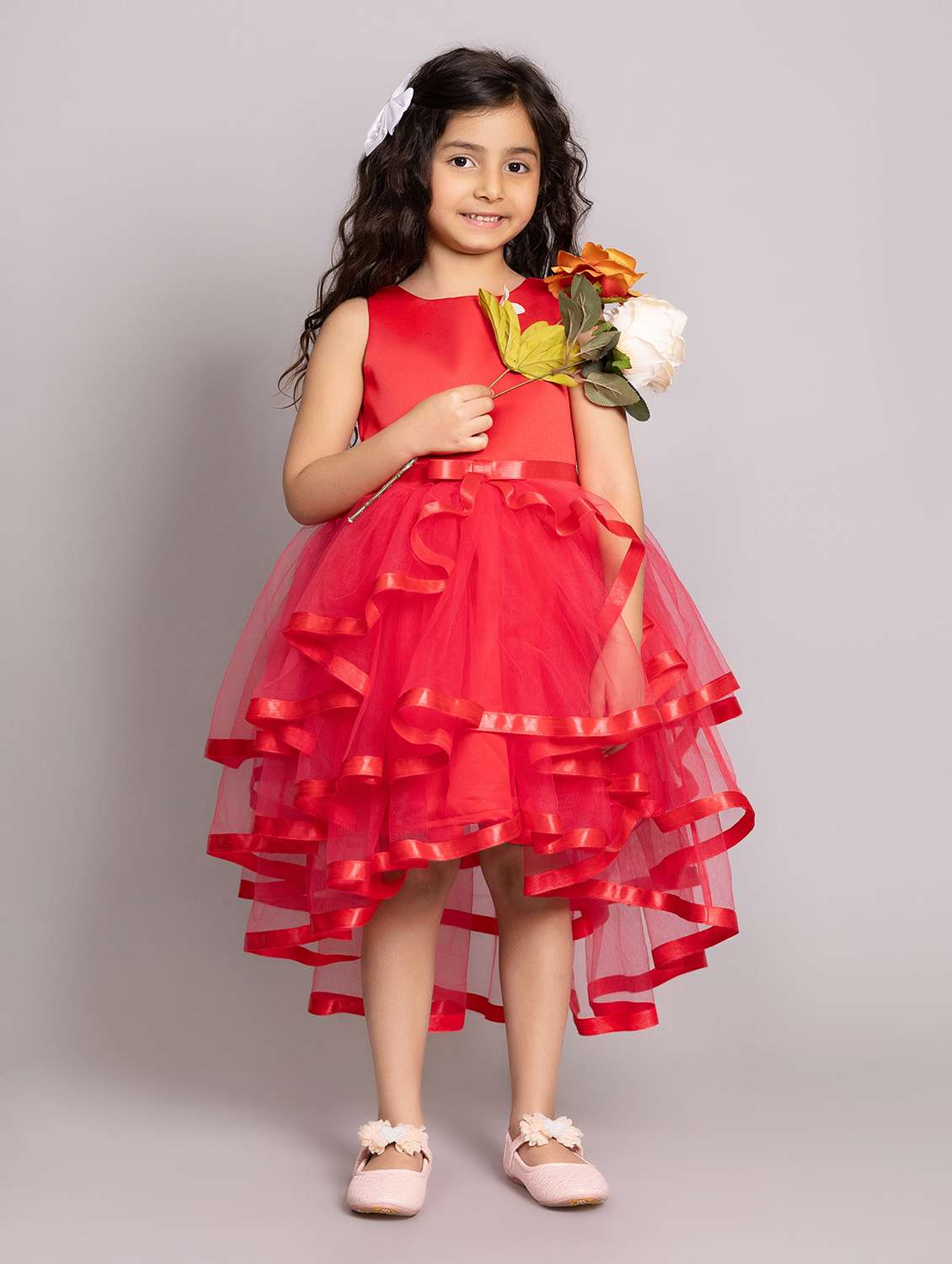 girls solid sleeveless ruffled dress - 21961564 -  Standard Image - 1